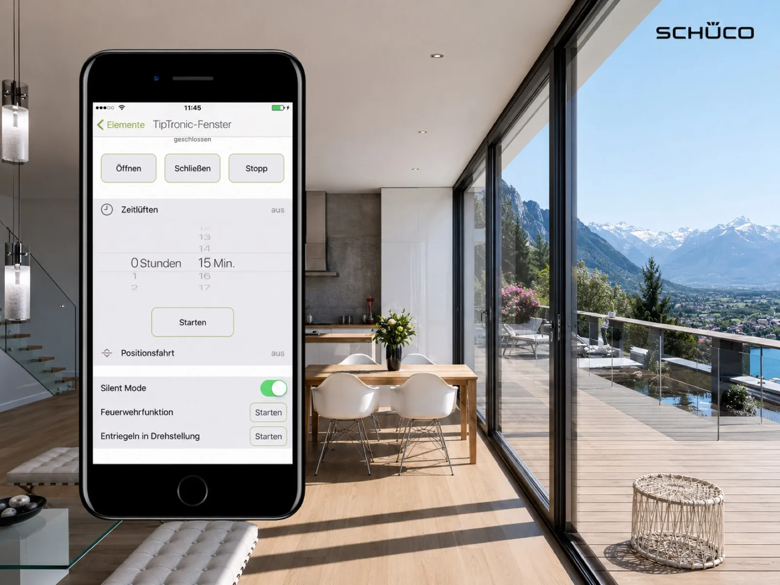 Умное окно Schüco со smart-ручкой